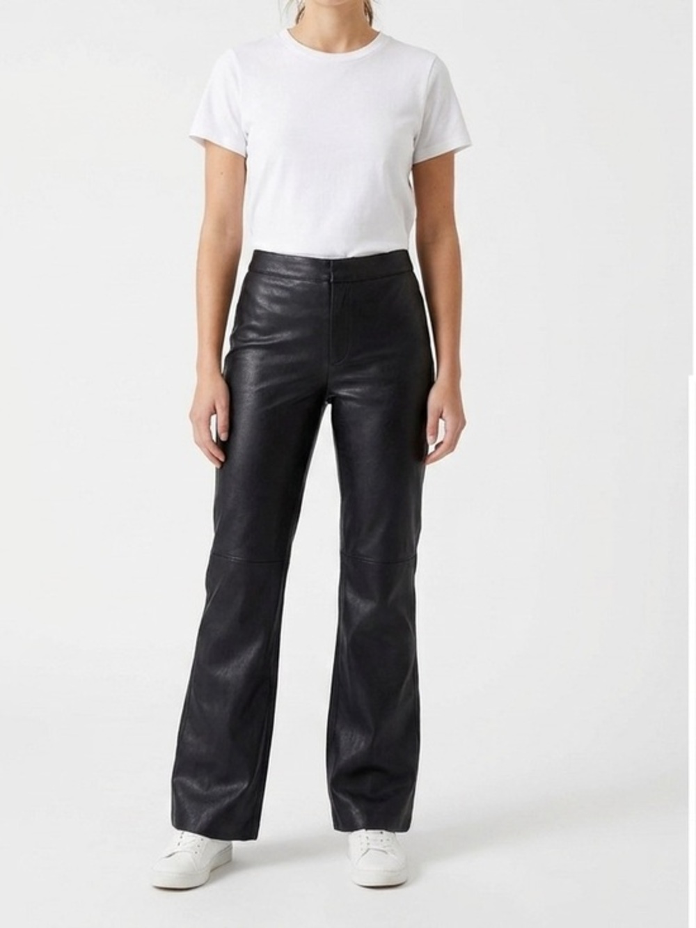 Urban Outfitters Black Seamed Faux Leather Flare Pants - Hidden Clasp High Rise